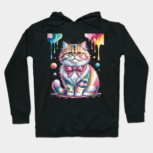 Womens Paint Art British Longhair Cat Highland Straight Hoodie